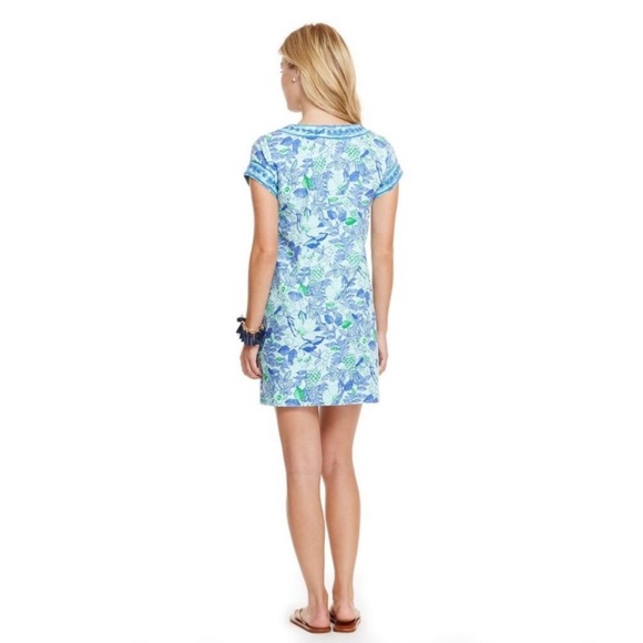 VINEYARD VINES Linen dress Embroidered flower bird tunic shift dress 00 wedding - Picture 5 of 13